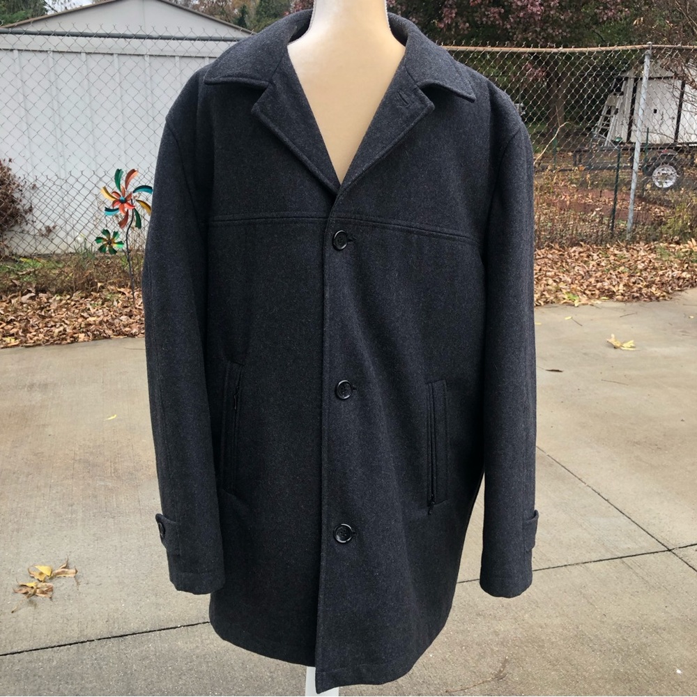 London Fog Mens Wool Blend Coat Charcoal Gray
